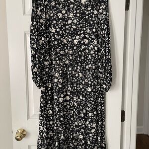 Who Wear What Floral Black and White Floral Dress